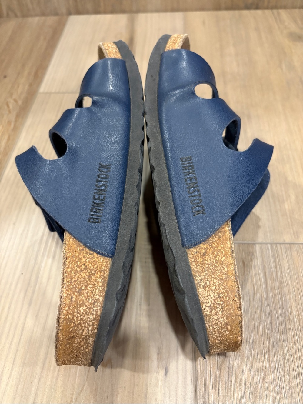 Birkenstock Unisex 36 Narrow Navy Birko Flor Florida Soft Footbed Buckle Slides - Picture 7 of 9